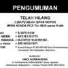 Pengumuman Berita Kehilangan BPKB Sepeda Motor Honda PCX